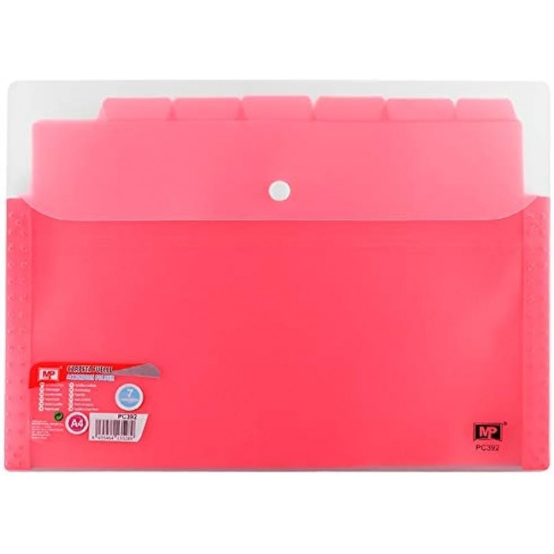 CARPETA CON FUELLE BOTON A4 DE 7 DEPARTAMENTOS