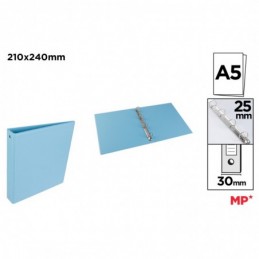 CARPETA PVC ALTA CALIDAD A5 4 ANILLAS 25MM AZUL CL