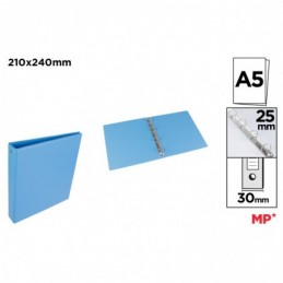 CARPETA PVC ALTA CALIDAD A5 4 ANILLAS 25MM AZUL IN