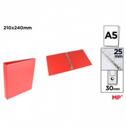 CARPETA PVC ALTA CALIDAD A5 4 ANILLAS 25MM ROJO