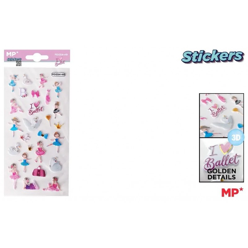 PEGATINAS STICKERS RELIEVE 3D I LOVE BALLET