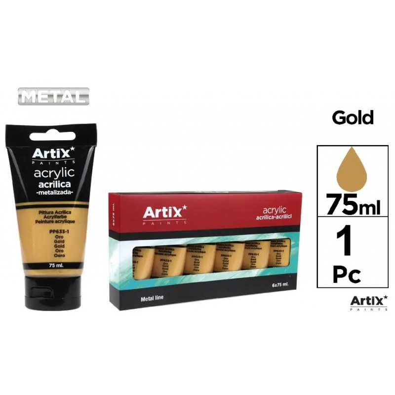 PINTURA ACRILICA TUBO 75ML ORO METALIZADO