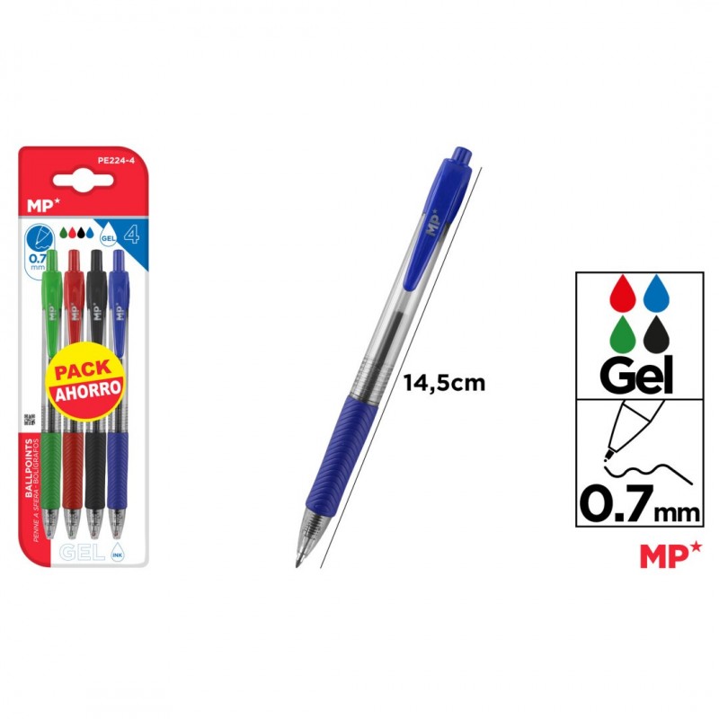 BOLIGRAFO GEL PACK AHORRO 4 UDS