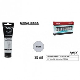 PINTURA ACRILICA TUBO 35ml PLATA METALIZADO