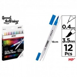 ROTULADOR DOBLE PUNTA PINCEL 12UDS