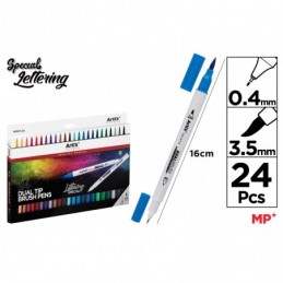 ROTULADOR DOBLE PUNTA PINCEL 24UDS