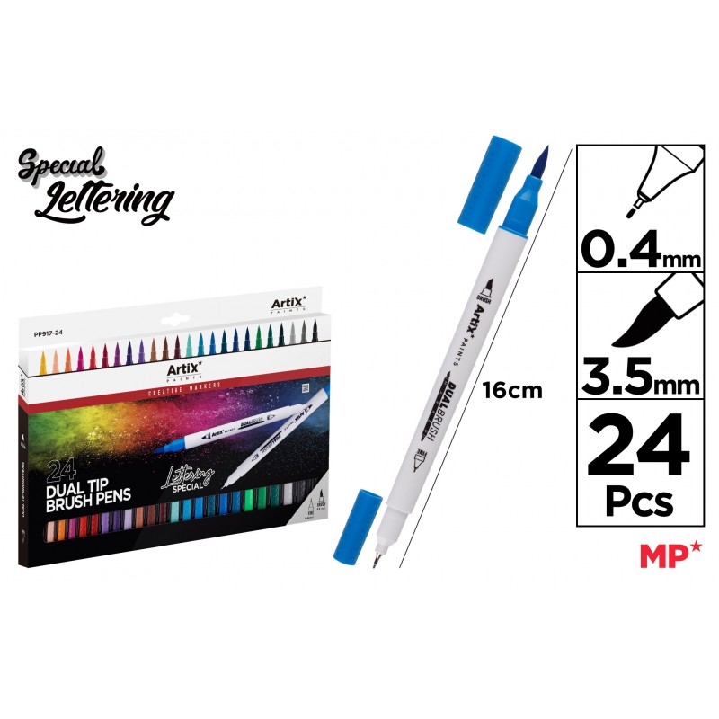 ROTULADOR DOBLE PUNTA PINCEL 24UDS