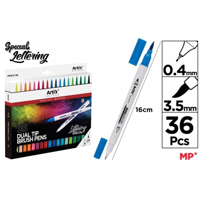 ROTULADOR DOBLE PUNTA PINCEL 36UDS