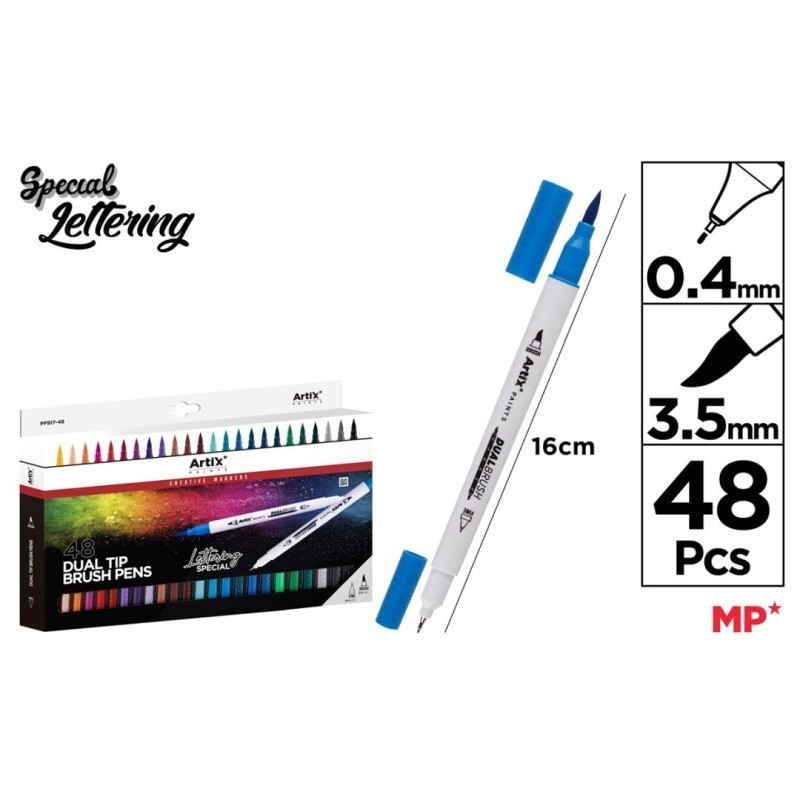ROTULADOR DOBLE PUNTA PINCEL 48UDS