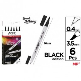 ROTULADOR DOBLE PUNTA PINCEL LETTERING NEGRO