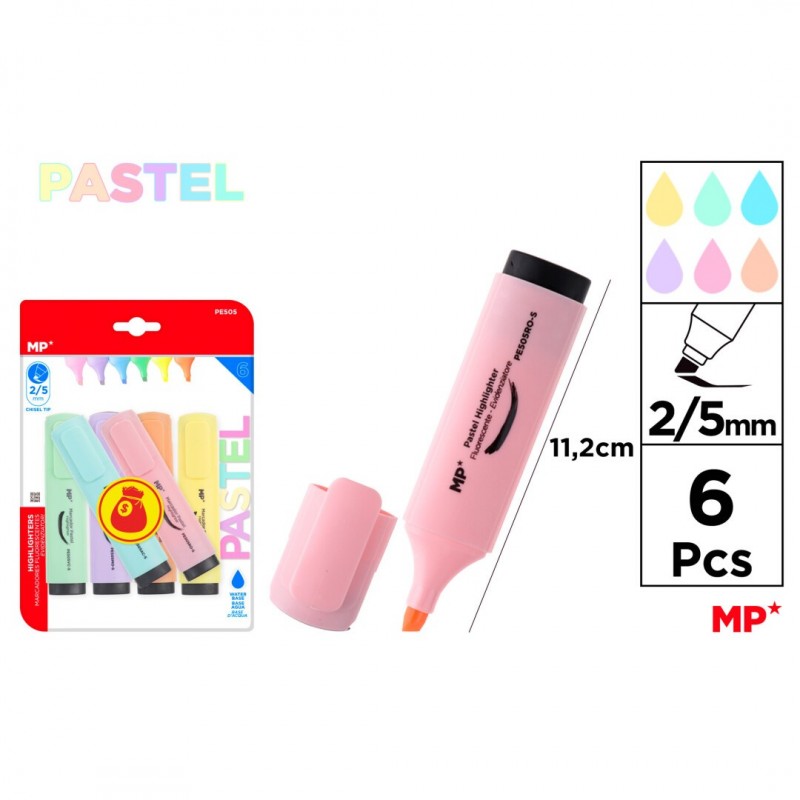 MARCADOR PASTEL 6 UDS PACK AHORRO