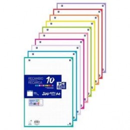 RECAMBIO 10 COLORES BANDA A4 200H CUADRO 5MM 90GR