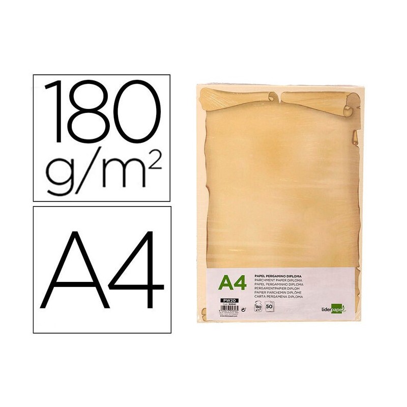 PAPEL PERGAMINO A4 DIPLOMA 180GR 50 HOJAS