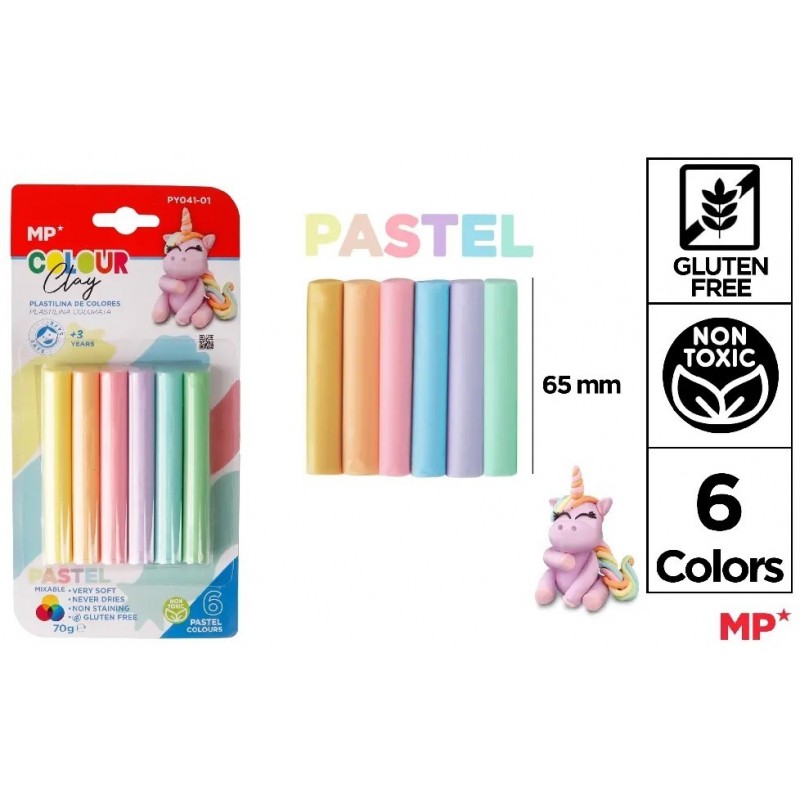 PLASTILINA 6 BARRITAS 70GR PASTEL