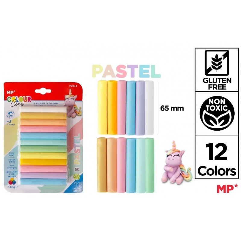 PLASTILINA 12 BARRITAS 140GR PASTEL