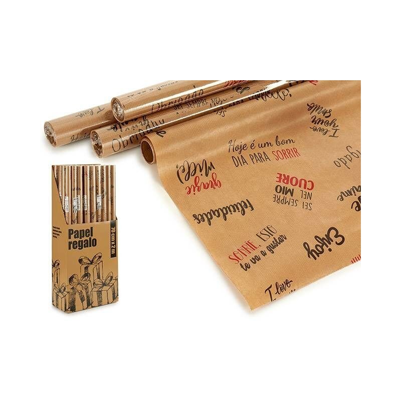PAPEL REGALO ROLLO 70CM X 2M FRASES