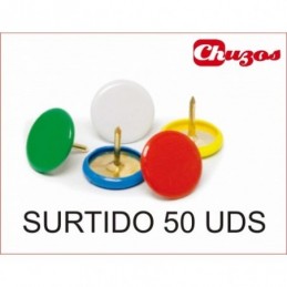 CHINCHETAS COLORES SOLIDO SURTIDO 50 PIEZAS