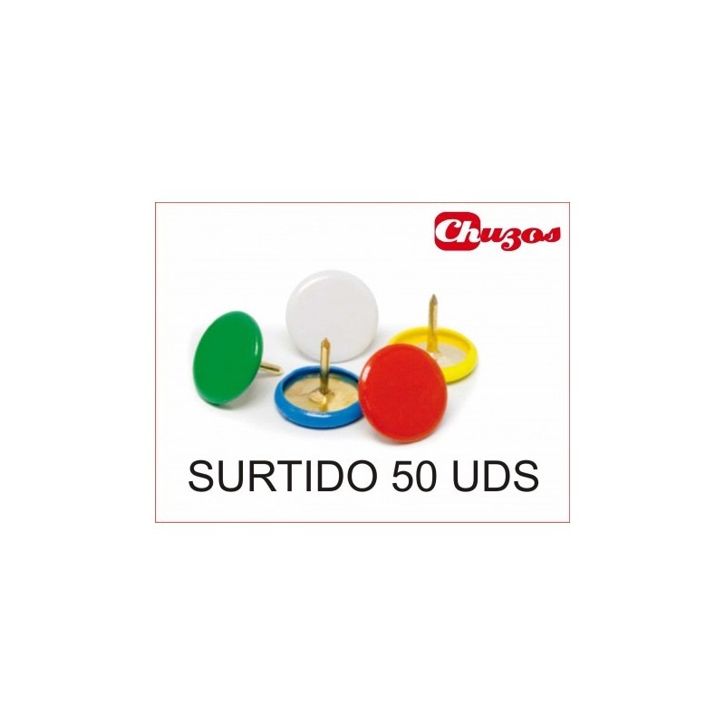 CHINCHETAS COLORES SOLIDO SURTIDO 50 PIEZAS
