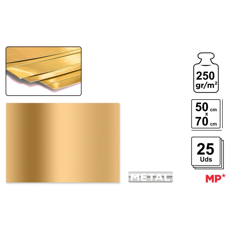 CARTULINA METALIZADA ORO 50x70cm 250GR