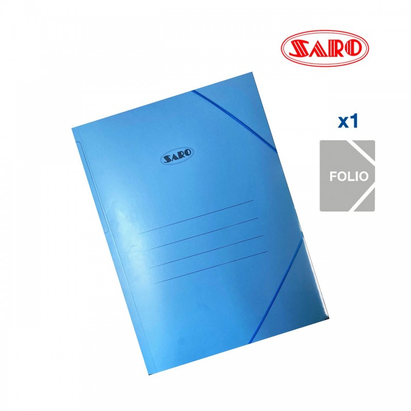CARPETA CARTON GOMAS FOLIO SOLAPA SARO AZUL