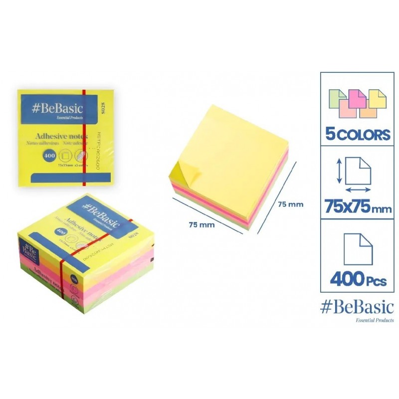 NOTAS ADHESIVAS 75x75mm 400 HOJAS COLORES