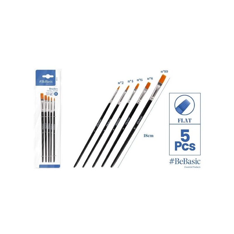 SET DE PINCELES 5UDS PLANOS BEBASIC