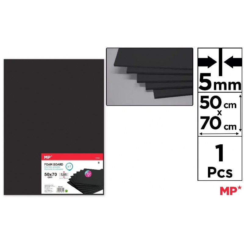 CARTON PLUMA 50x70 CM NEGRO 5mm
