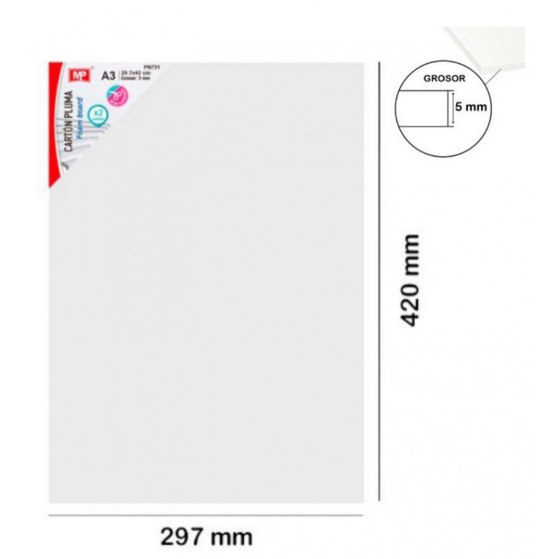 CARTON PLUMA A3 BLANCO 5mm