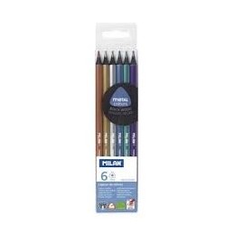 ESTUCHE 6 LAPICES METAL MADERA NEGRA