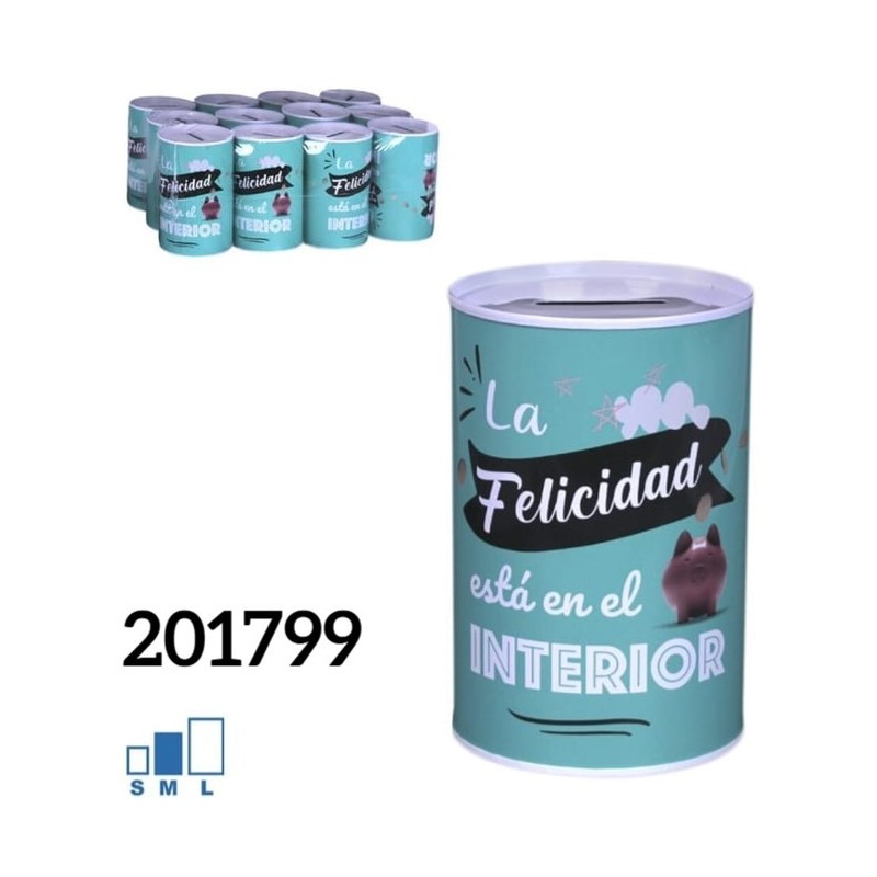 HUCHA METAL FELICIDAD 8x12.5CM
