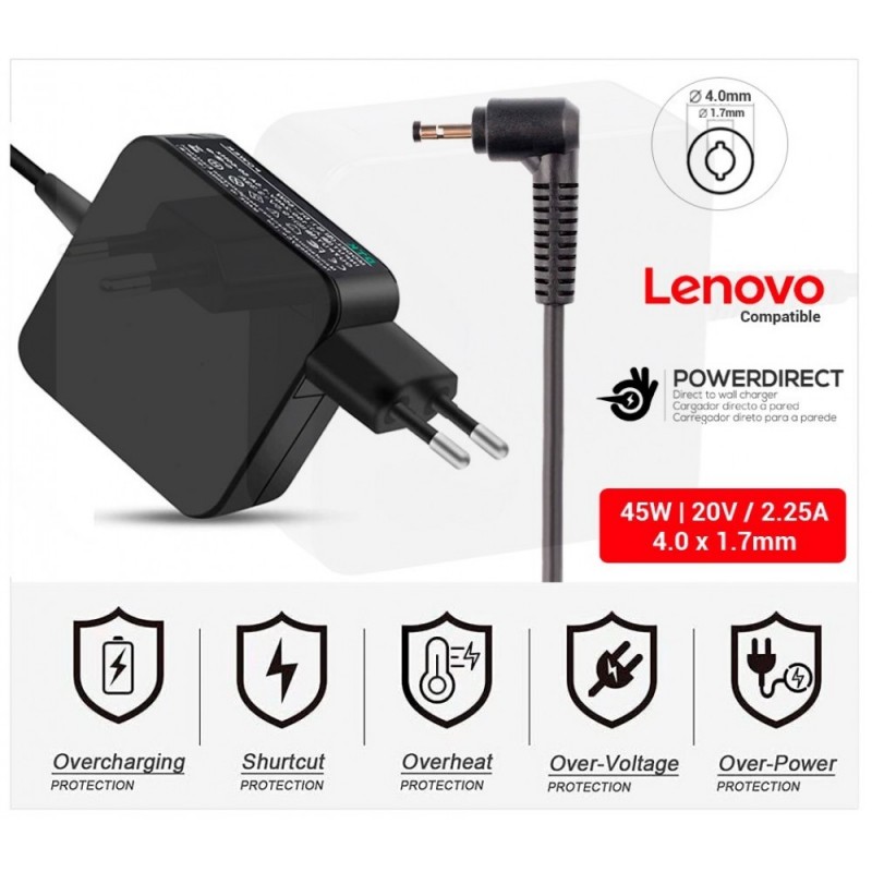 CARGADOR LENOVO 20V/2.25AMP 4.0x1.7mm DIRECTO PARE