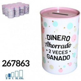 HUCHA METAL DINERO AHORRADO 8x12.5CM