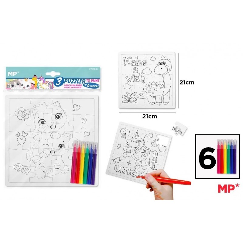PUZZLE PACK COLOREADO (3 PUZZLES PARA PINTAR) 6 CO