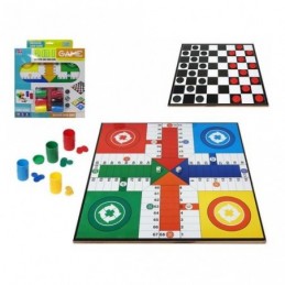 TABLERO MADERA PARCHIS DAMAS+FICHAS