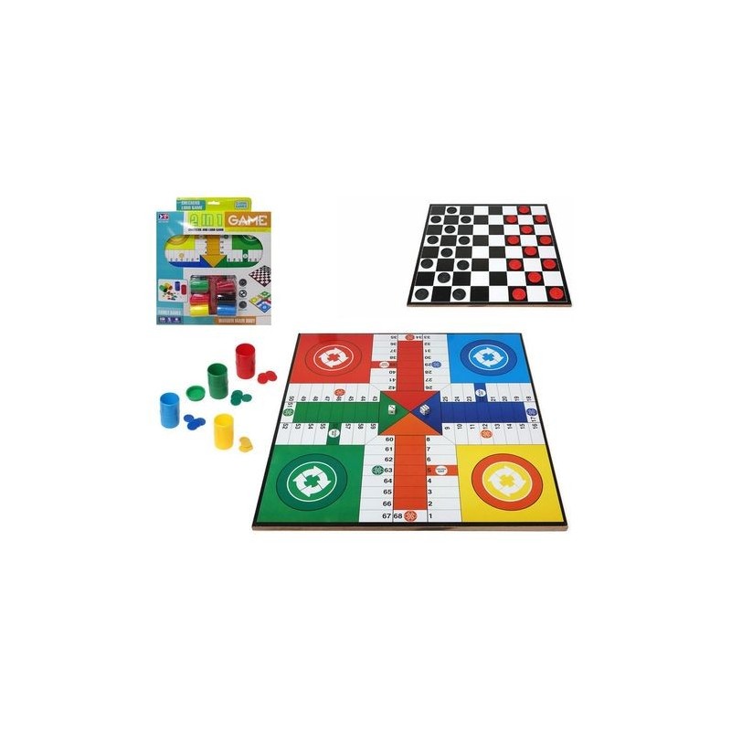 TABLERO MADERA PARCHIS DAMAS+FICHAS