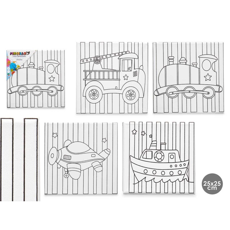 LIENZO 25X25CM ANIMALES+TEMPERAS SET