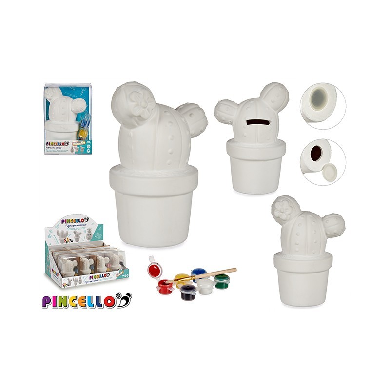 HUCHA CERAMICA CACTUS 2 PUNTAS+PINTURAS