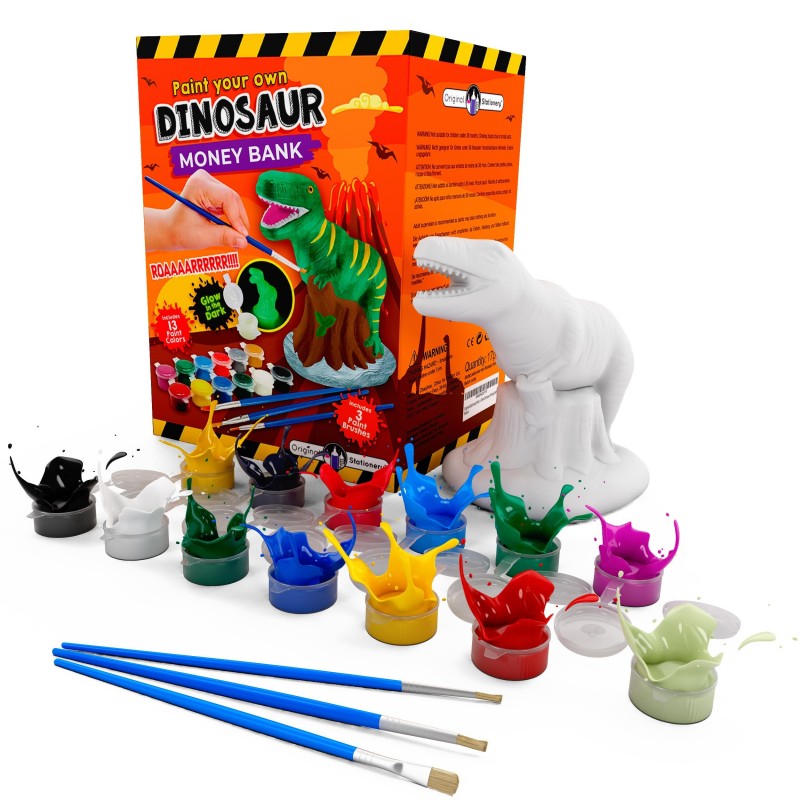 HUCHA CERAMICA DINOSAURIO+PINTURAS