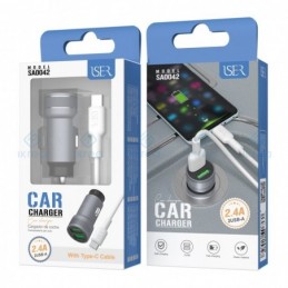 CARGADOR RAPIDO PARA COCHE ISER USB TIPO C + CABLE
