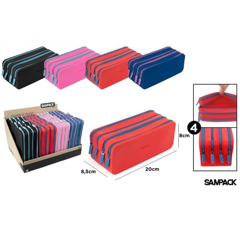 ESTUCHE SILICONA CON CUATRO CREMALLERAS