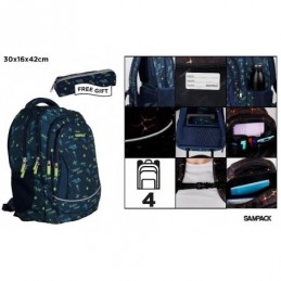 MOCHILA ESCOLAR SAMPACK PLAY 4 CREMALLERAS