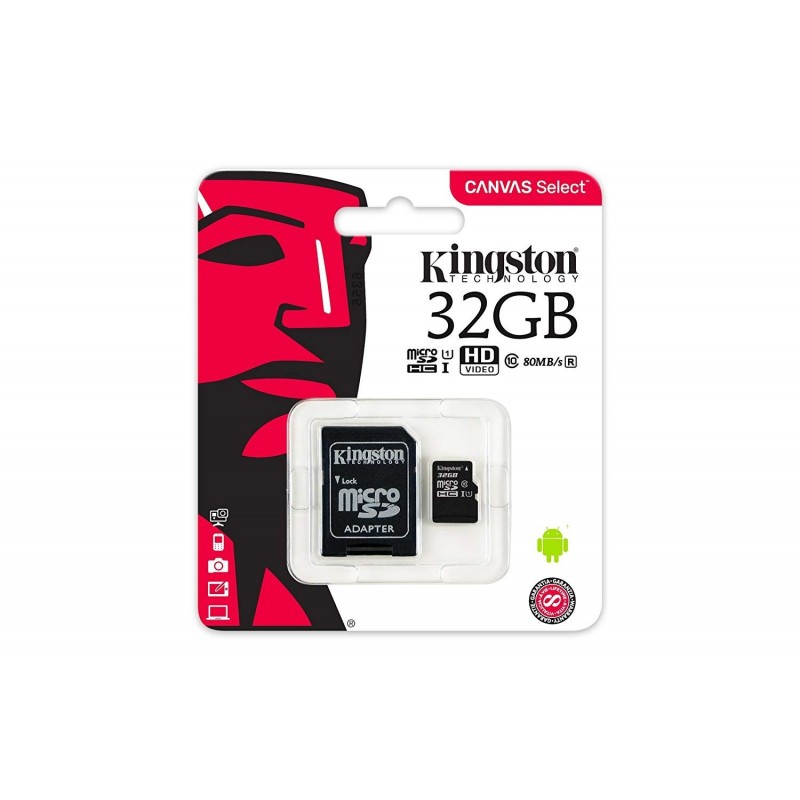 MEMORIA MICRO SD 32GB KINGSTON CLASE 10 UHS-I 80R