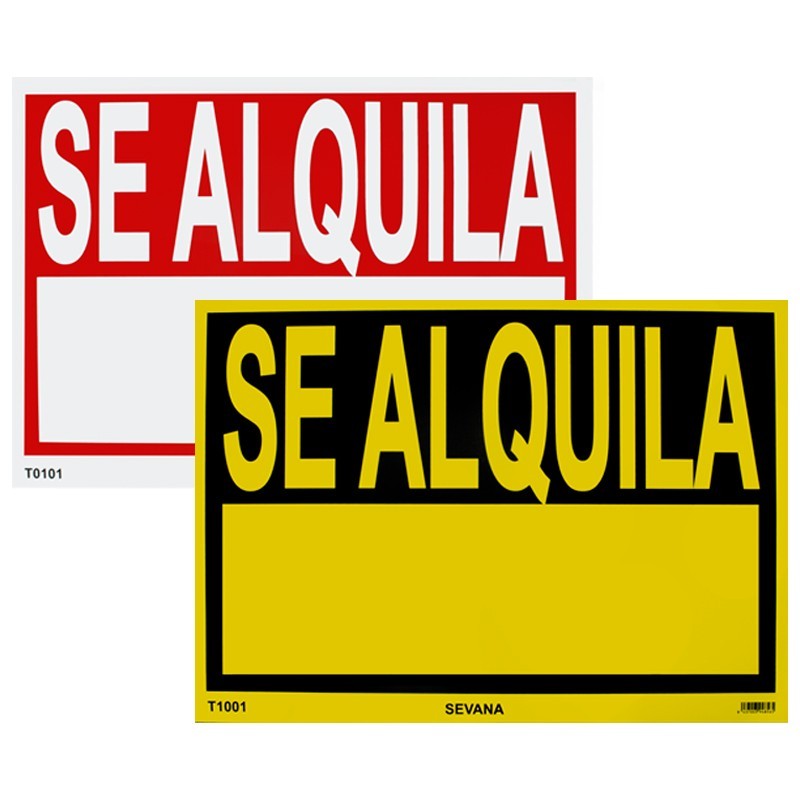 CARTEL SE ALQUILA 100x70 AMARILLO PLASTIFICADO