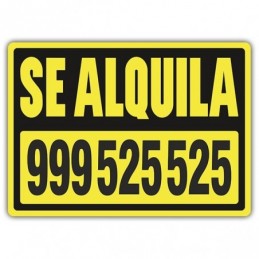 CARTEL SE ALQUILA 50x70 AMARILLO PLASTIFICADO