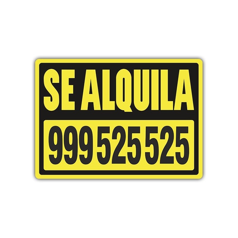 CARTEL SE ALQUILA 50x70 AMARILLO PLASTIFICADO