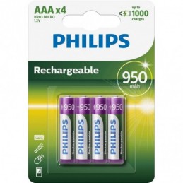 PILAS PHILIPS RECARGABLE R03BA4A70 AAA 950MAH PACK