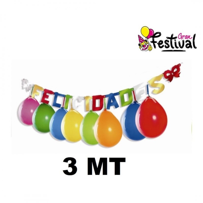 GUIRNALDA FELIZ CUMPLEAÑOS + 12 GLOBOS