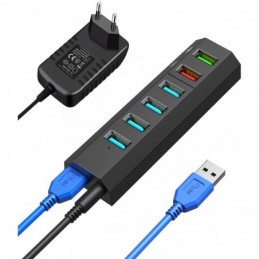 HUBS USB 3.0 6 EN 1 CON ALIMENTACIÓN EXTERNA 5GBPS