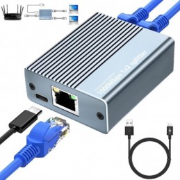 SWITCH ETHERNET 1 A 2 PUERTOS RJ45 SPLITTER GIGABI