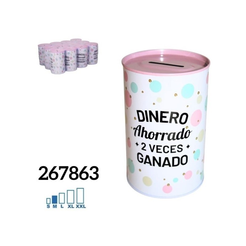 HUCHA METAL DINERO AHORRADO 8x12.5CM
